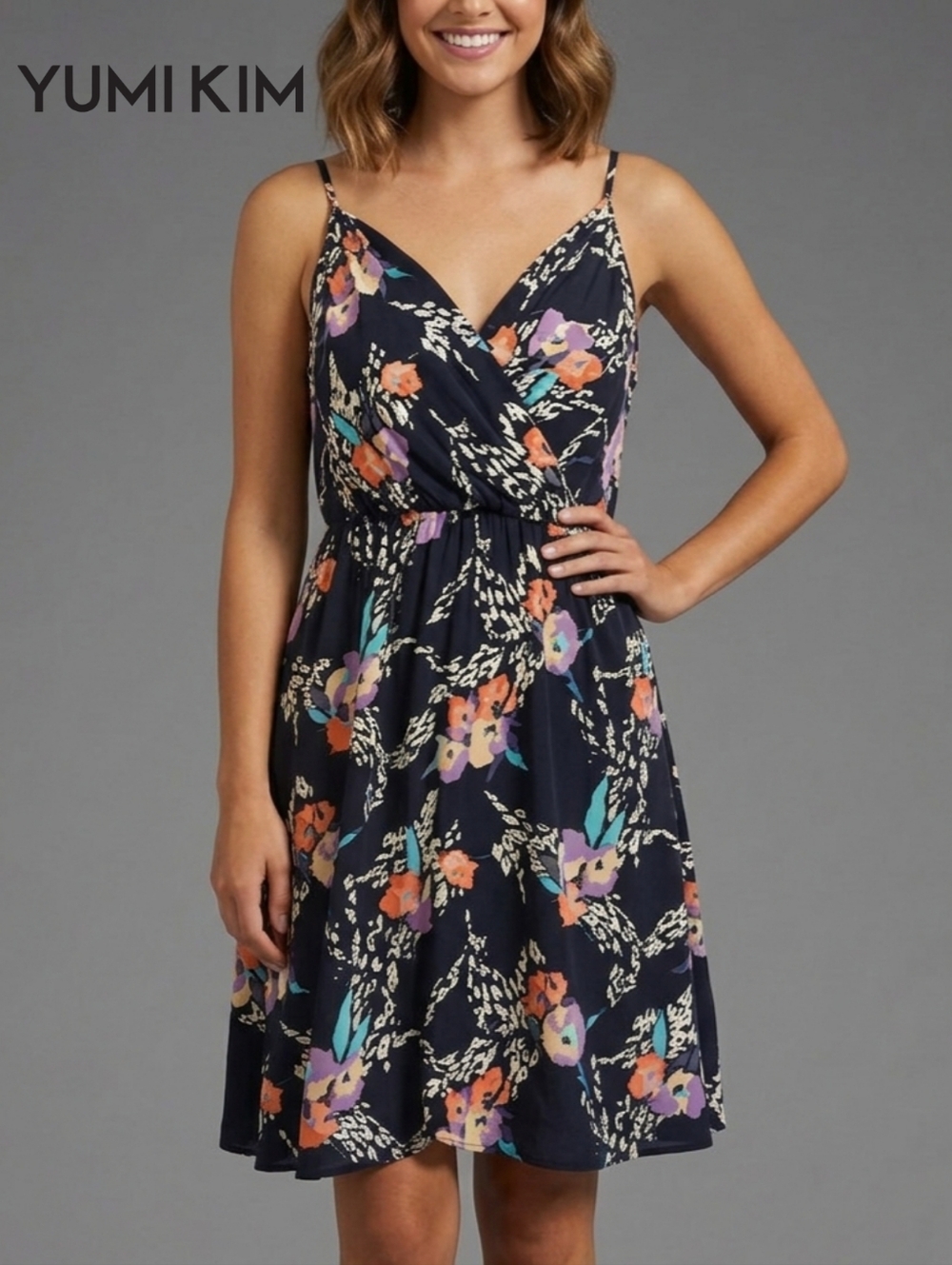 Sz M Yumi Kim 100% Silk Goddess Faux Wrap Floral Dress (Revolve)